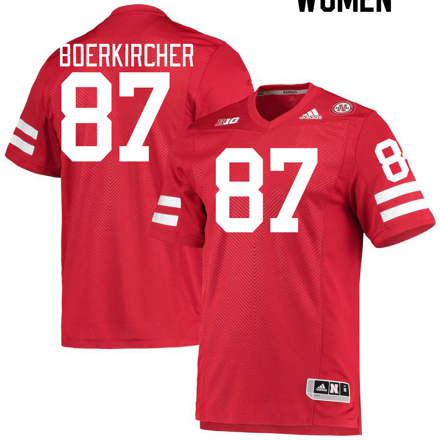 Women #87 Nate Boerkircher Nebraska Cornhuskers College Football Jerseys Stitched Sale-Red